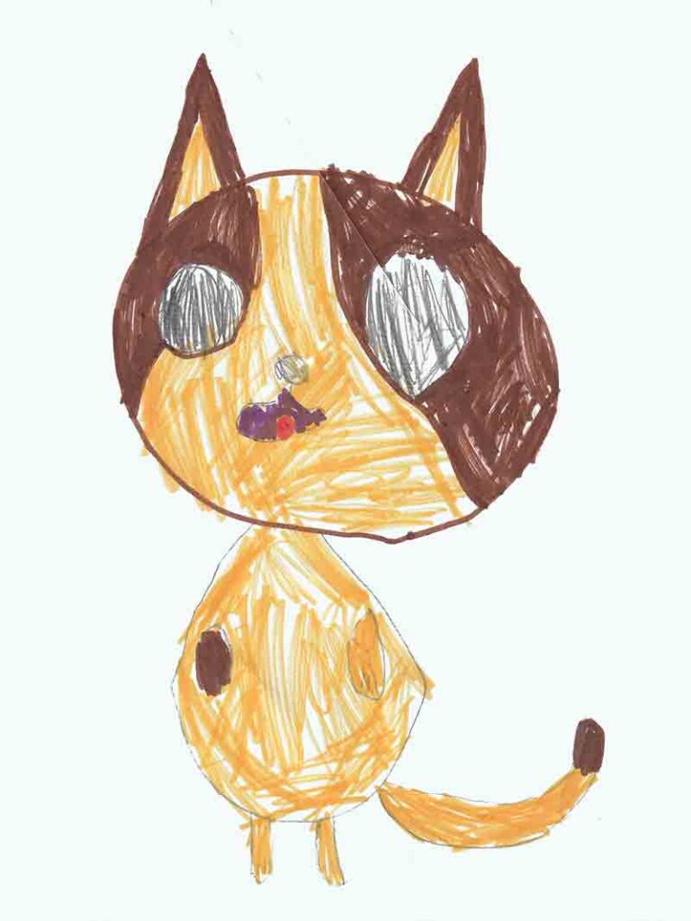 Die kleine Katze steht auf ihren Pfoten.